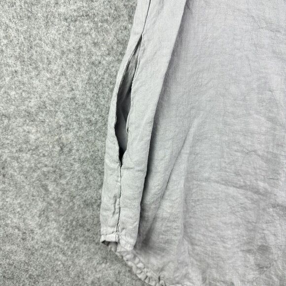 FLAX Linen Tunic Top Womens Small Gray Pockets Lagenlook Quiet Luxury Coastal - Picture 6 of 12